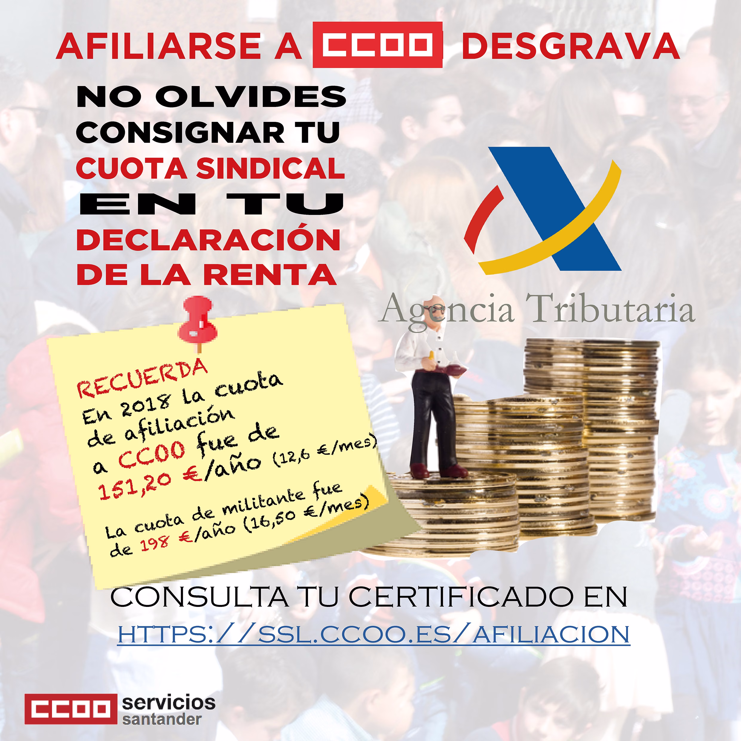 La afiliación a CCOO desgrava en tu declaración de la renta