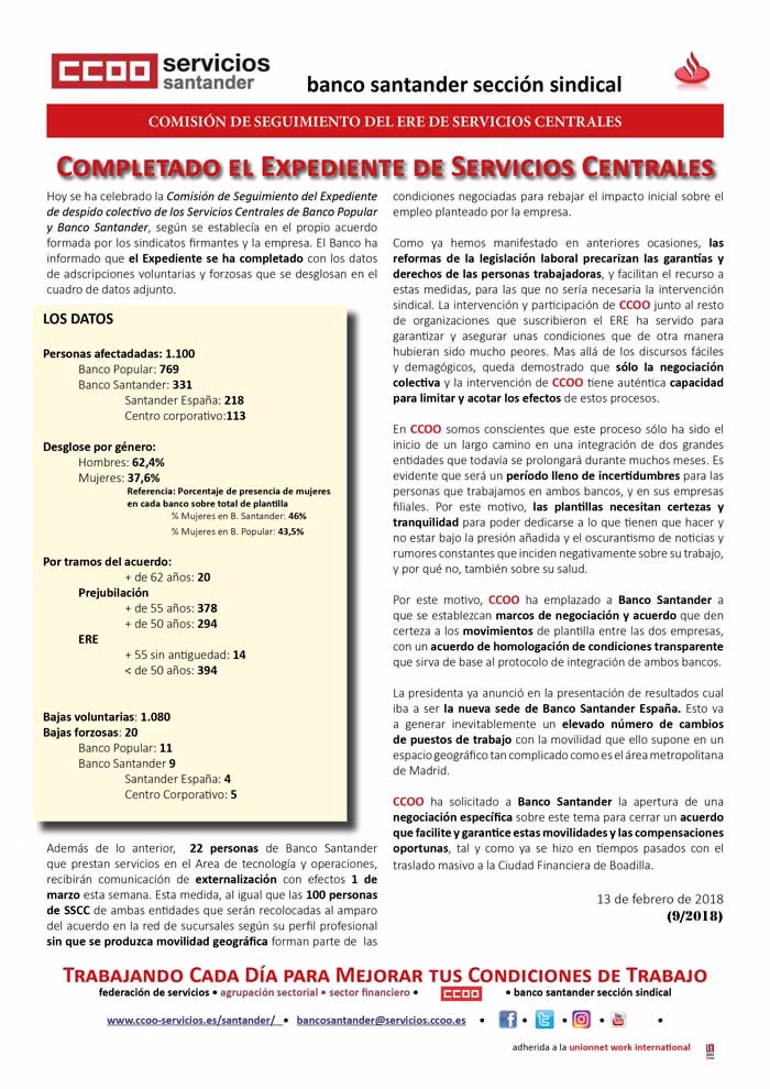 Completado el Expediente de Servicios Centrales