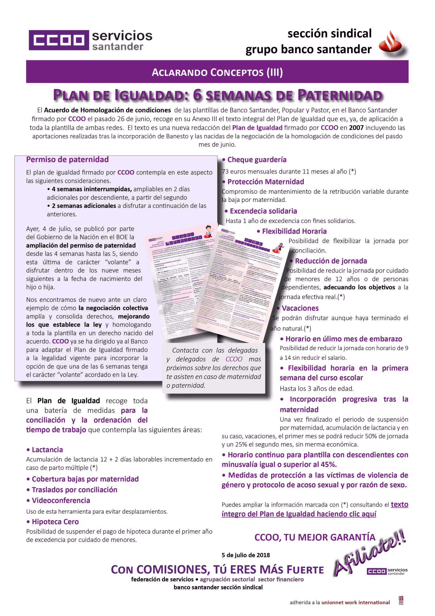 Aclarando conceptos 3. Plan de igualdad. 6 semanas de paternidad