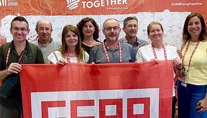 Noemí Trabado, secretaria general de CCOO en Banco Santander, participa en el VI Congreso Mundial de UNI Global
